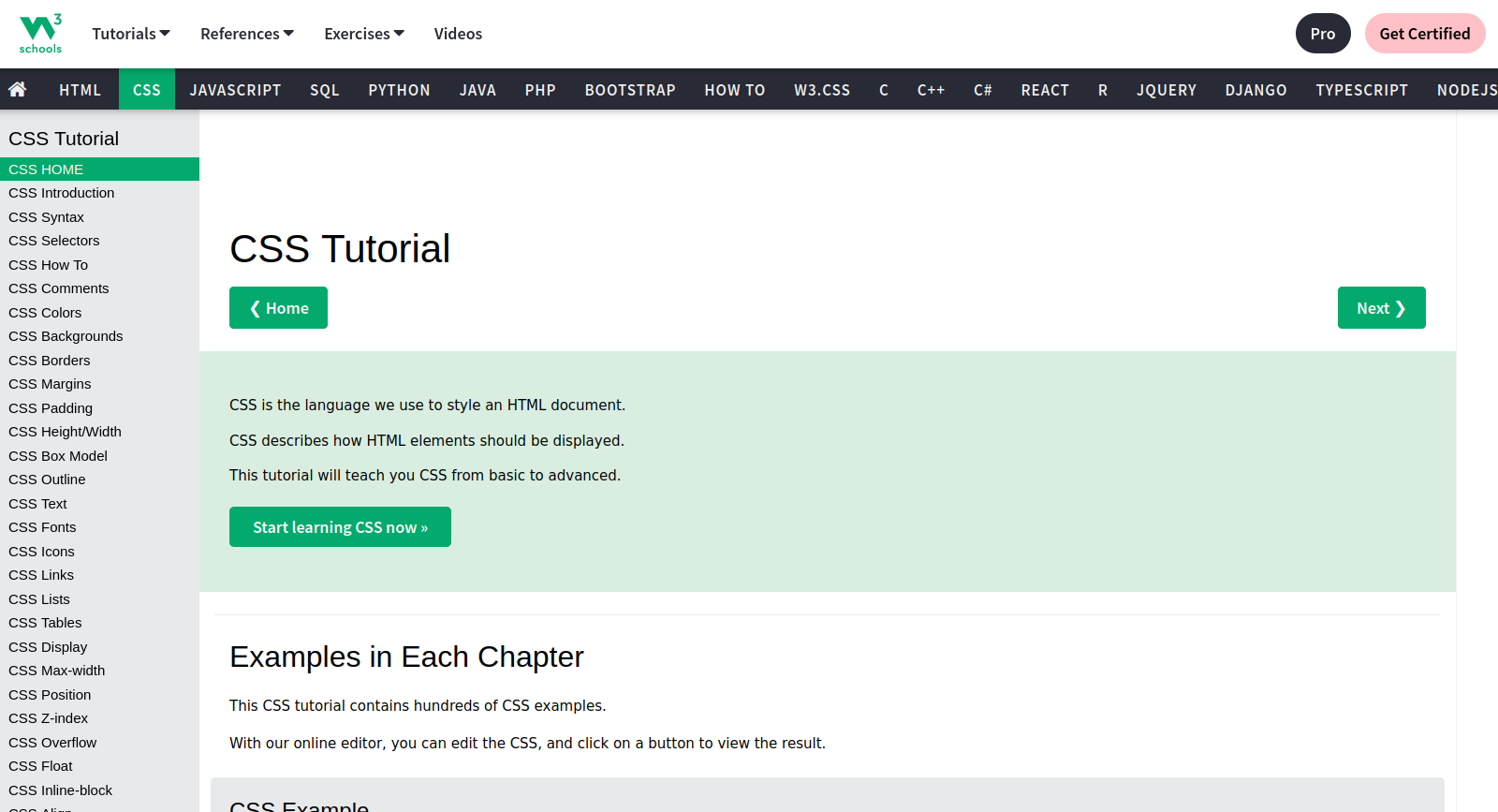 W3SChools CSS
