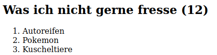 Beispiel einer sortierten Liste