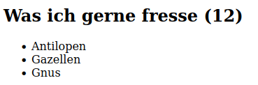 Beispiel einer unsortierten Liste
